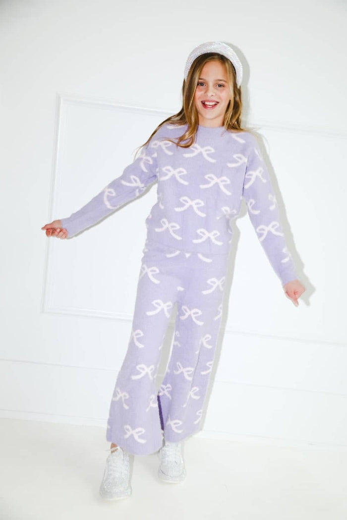 Lola + The Boys Sets 2 Lavender Pretty In Bows Fuzzy Set