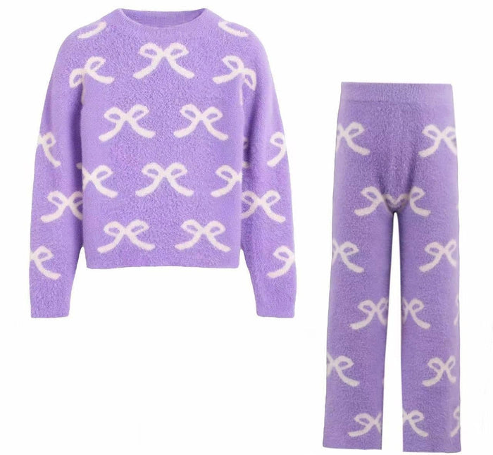 Lola + The Boys Sets Lavender Pretty In Bows Fuzzy Set