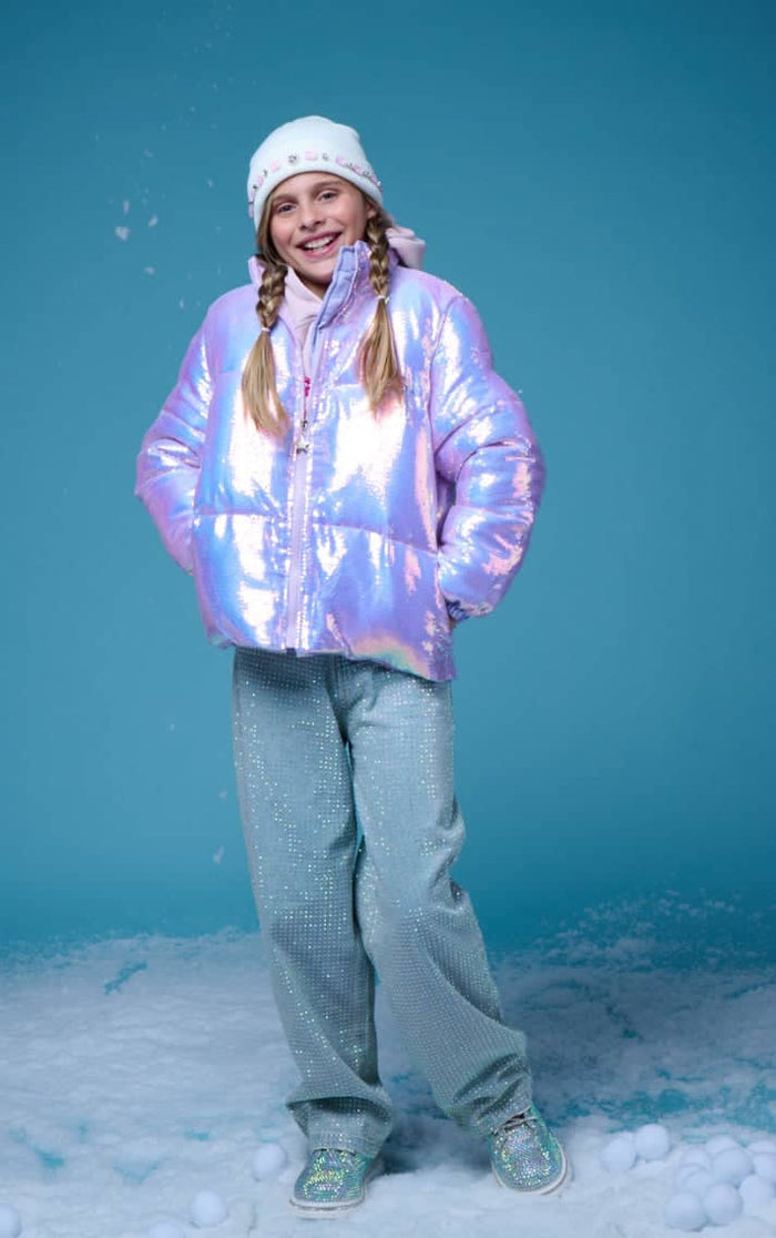 Lola + The Boys Outerwear Lavender Shimmer Puffer