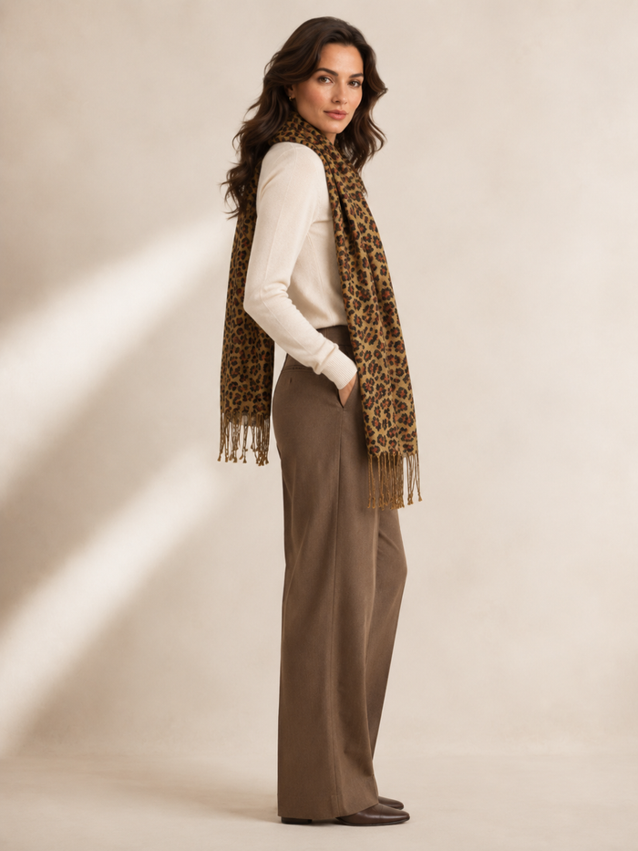 Leopard Print Cashmere Shawl