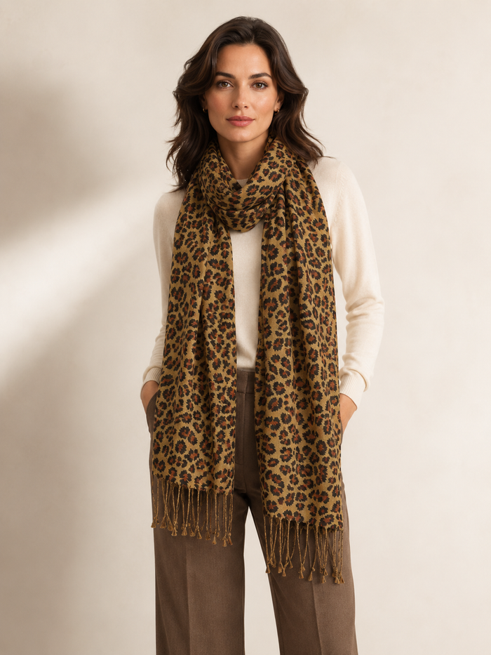 Leopard Print Cashmere Shawl