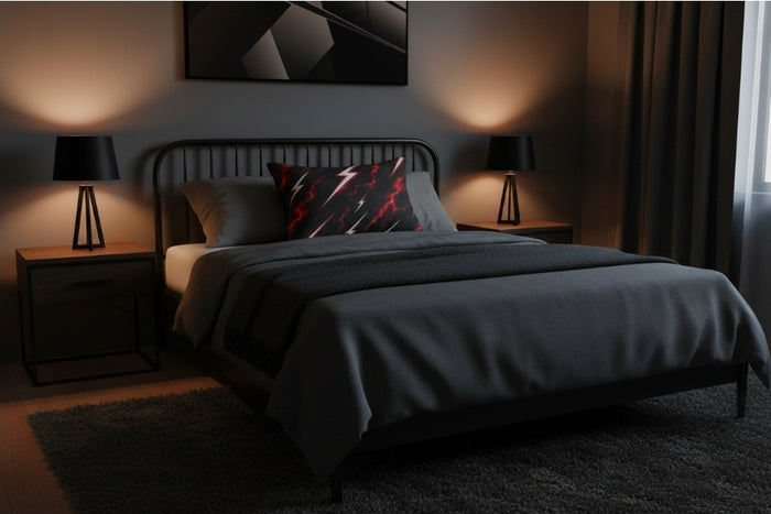 Lightning Bolt Lumbar Pillow — Red Storm Decorative Throw Pillow