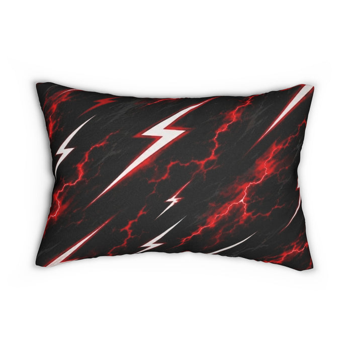 Lightning Bolt Lumbar Pillow — Red Storm Decorative Throw Pillow