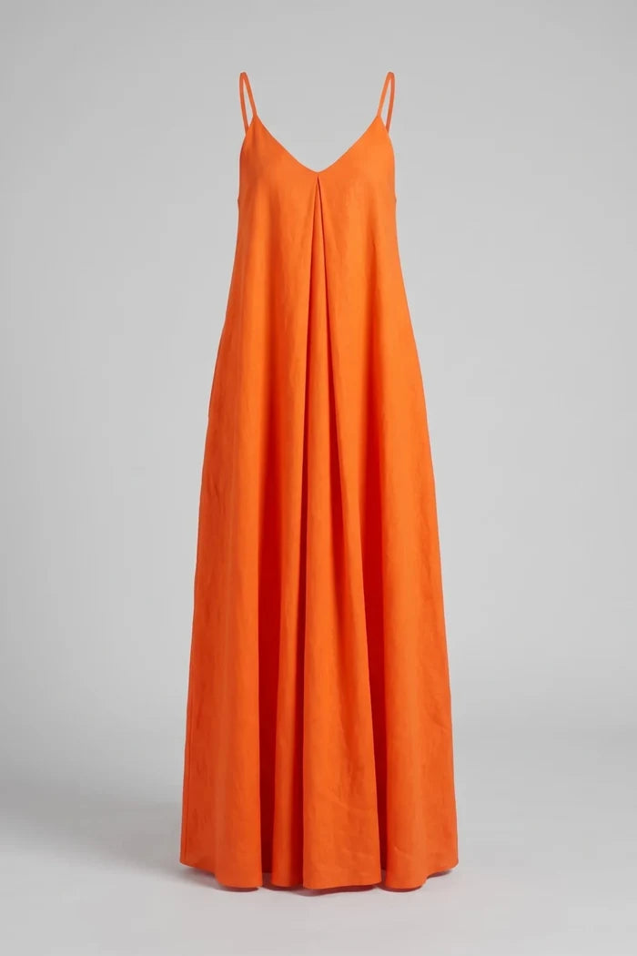 Ленена дълга рокля Сериано - оранжево Serianno Roberto Fashion Store Dress SER0907DRSORNLNG-M M