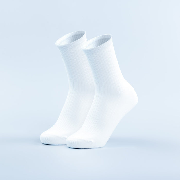 Luxe crew socks, white ribbed crew cut