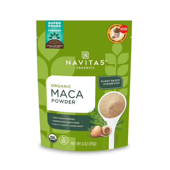 Navitas Organics Maca Powder 4 oz. front of package.