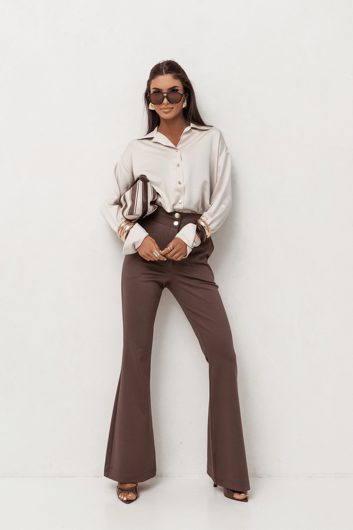 Дамска сатенена риза MADDIE – Беж, елегантен кежуал стил LaBalancia Roberto Fashion Store Set 5907378517947 S