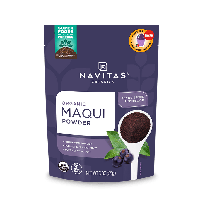 Navitas Organics Maqui Powder 3oz front of bag.