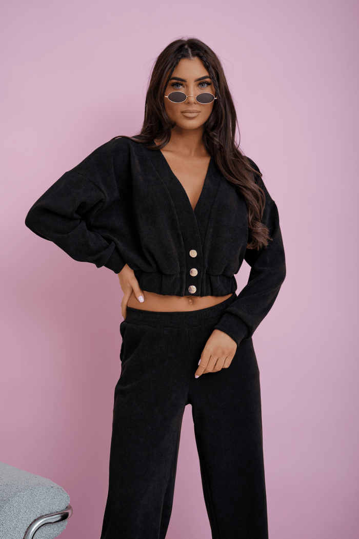 Комплект MEGGI от велур с регулиращ шнур – Черен LaBalancia Roberto Fashion Store Set 5907378520152 XS/S