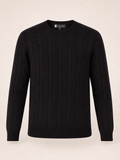 Men's Cable Cashmere Sweater - Black