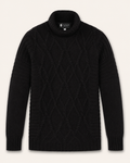 Men's Cable Turtleneck Sweater in Pure Baby Alpaca - black