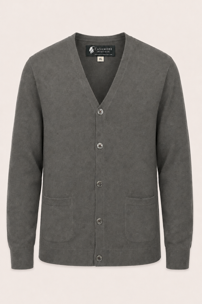 Men's Cashmere Cardigan - Charcoal