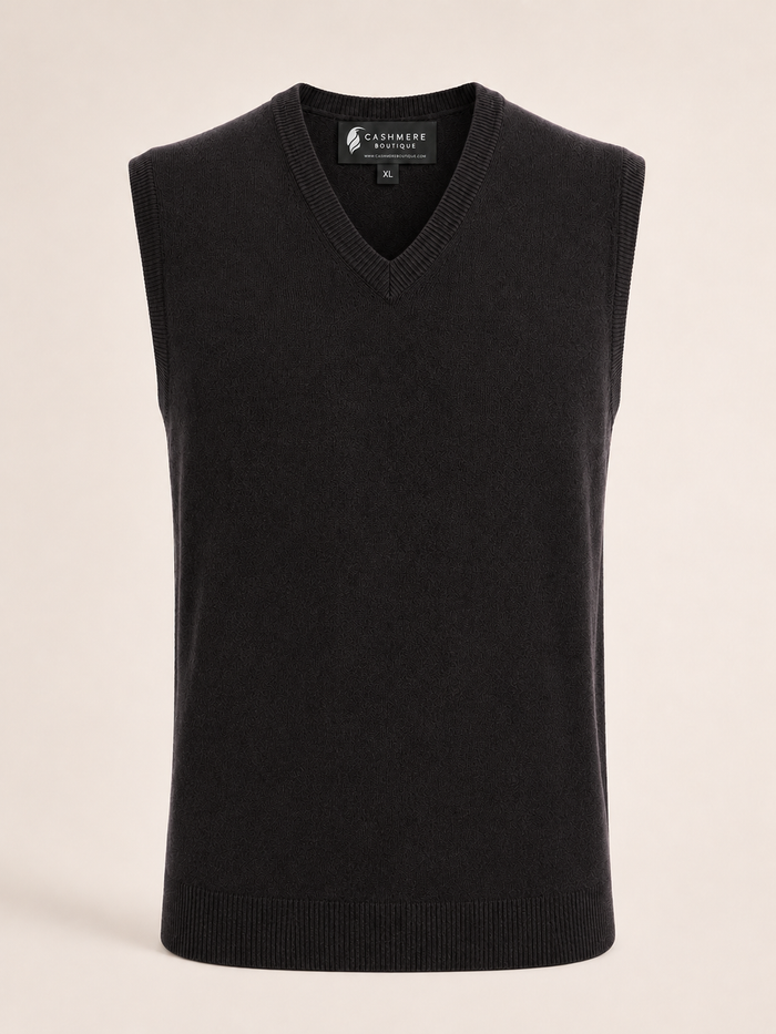 Men's Cashmere Vest - Black