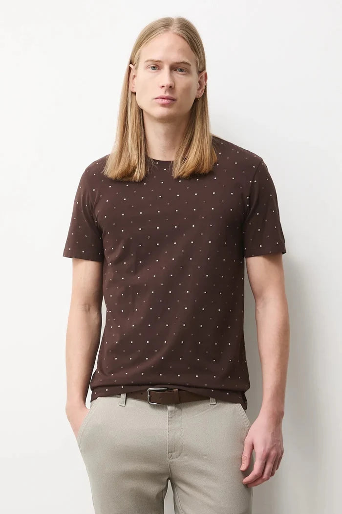 Мъжка памучна тениска с десен на точки в цвят Тъмен шоколад Medicine Roberto Fashion Store T-shirt RS26TSM020-89A-S S