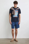 Тъмносиня мъжка тениска от 100% памук с преден принт Medicine Roberto Fashion Store T-shirt RW26-TSM114-59X-S S