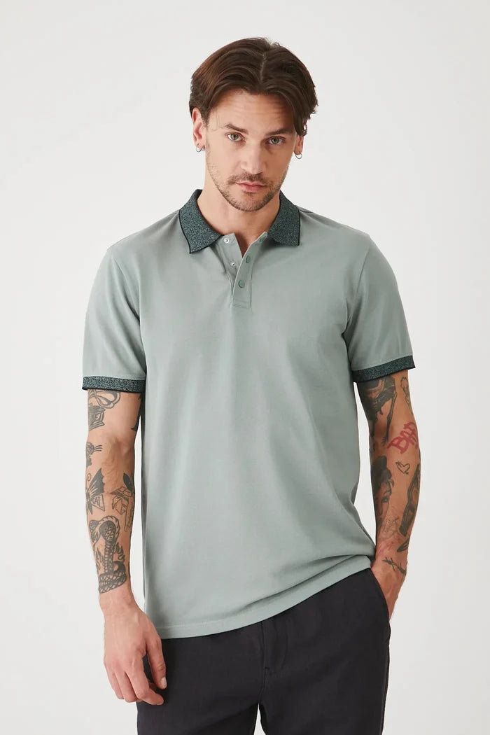 Мъжка поло тениска за всякакви поводи в зелен цвят Roberto Fashion Store Roberto Fashion Store T-shirt RS25POMA01-97X-M M