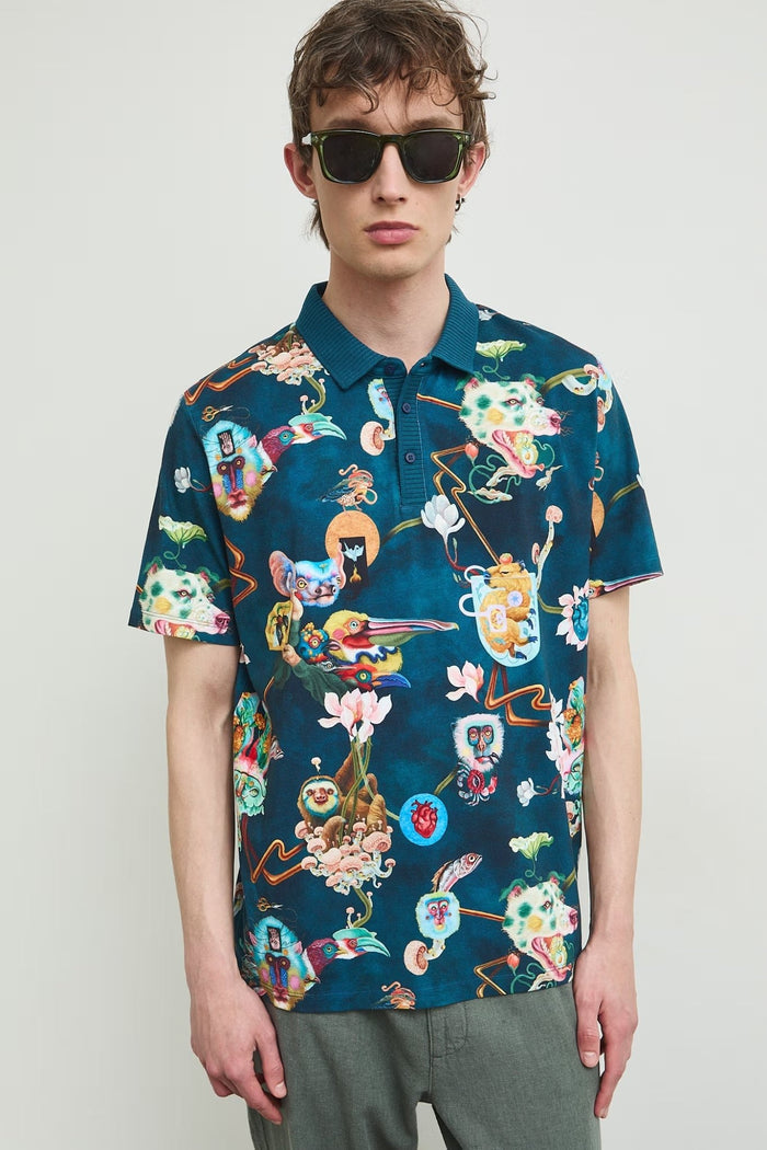 Мъжка многоцветна поло тениска с абстрактни фигури "Kit Mizeres" Medicine Roberto Fashion Store Set RS26-POMA51-MLA-L L