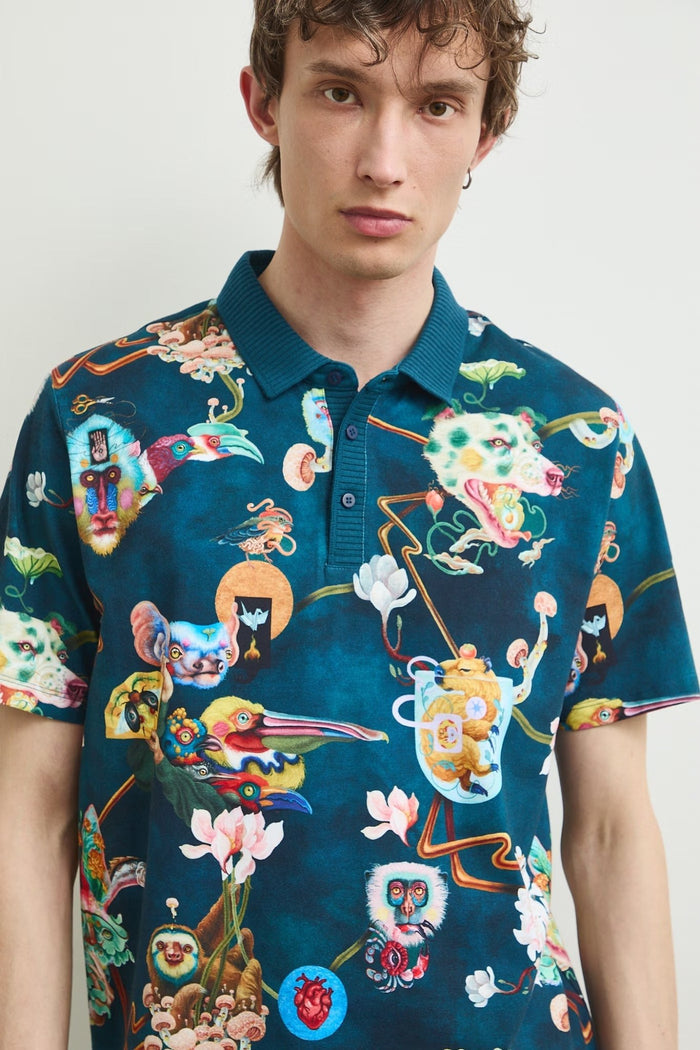 Мъжка многоцветна поло тениска с абстрактни фигури "Kit Mizeres" Medicine Roberto Fashion Store Set RS26-POMA51-MLA-L L