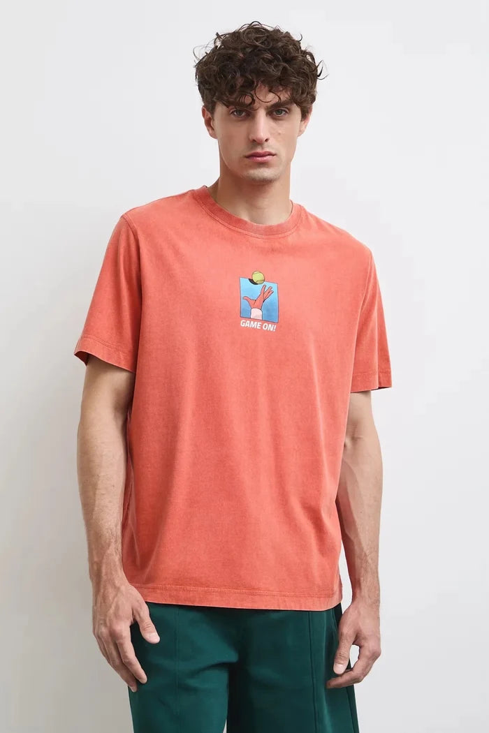 Оранжева мъжка тениска от 100% памук с принт на гърба Medicine Roberto Fashion Store T-shirt RW26-TSM120-22X-S S