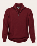 Men's Pure Cashmere Half Zip Sweater - burgundy