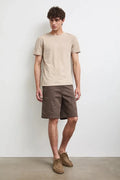 Бежова мъжка тениска слим кройка с дребен принт Medicine Roberto Fashion Store T-shirt RW26-TSM011-12A-S S