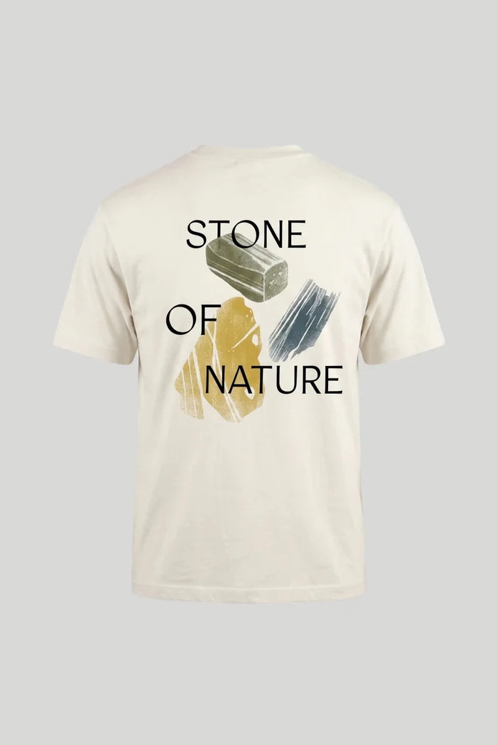 Мъжка тениска "Geology Stone" от 100% памук, бяла — принт „Stone of Nature" на гърба, колекция Boston, размери S-XL Boston Roberto Fashion Store T-shirt MAY83008304-S S