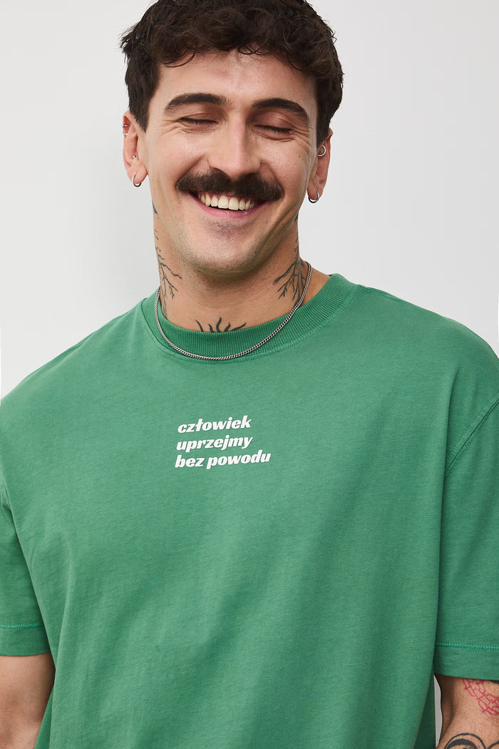 Men's T-shirt with abstract art lettering in green