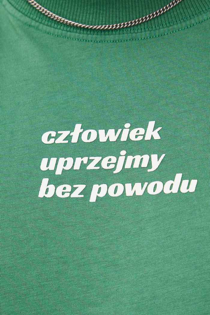 Men's T-shirt with abstract art lettering in green