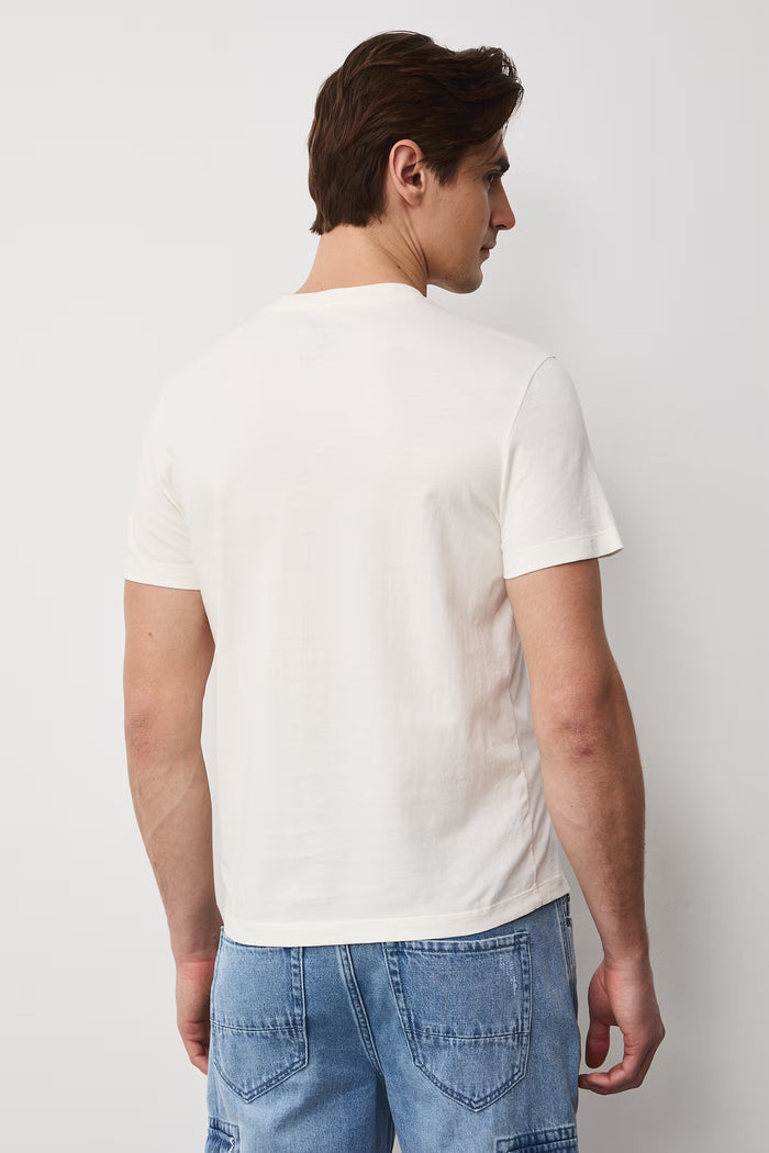 Men's T-shirt with abstract art print "Cyclist" in beige