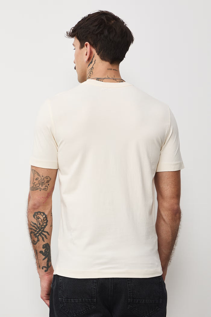 Men's T-shirt with abstract art printed cat in beige