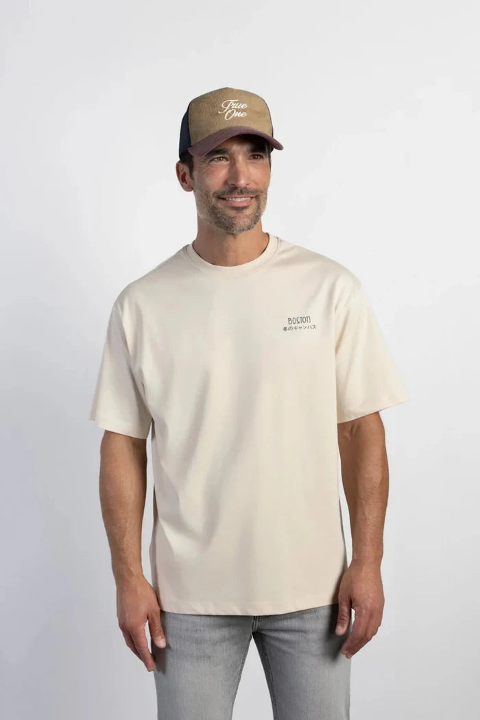 Мъжка тениска с щампа - Екрю Boston Roberto Fashion Store T-shirt MAY83007431-S S
