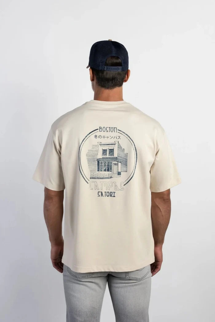 Мъжка тениска с щампа - Екрю Boston Roberto Fashion Store T-shirt MAY83007431-S S