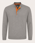 Men's Two Tone Polo Sweater in Pure Cashmere - faded pewter