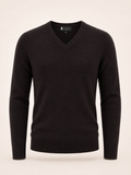 Men's V-Neck Cashmere Sweater - Black