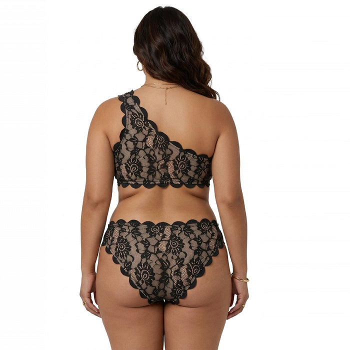 Noir Lace Floral Scalloped Plus Size Bikini Set