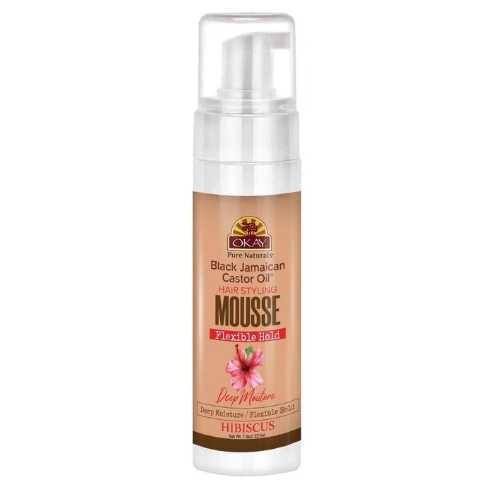 Okay Black Jamaican Castor Oil  Hibiscus Hair Styling Mousse 7.5 Oz