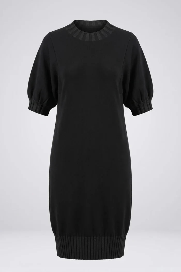 Плетена рокля от био памук Сериано - черно Serianno Roberto Fashion Store Dress SER1007DRSBLKKNI-S S