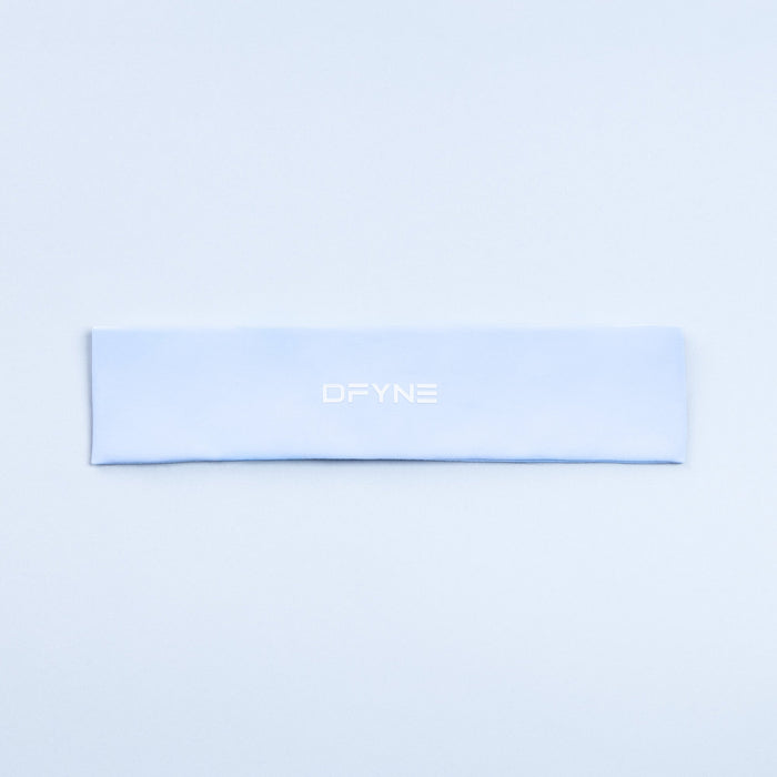 Light blue DFYNE-branded headband band with centered logo mark