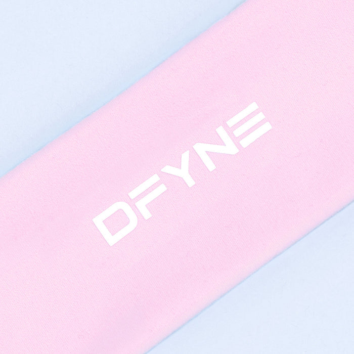 Pink headband detail with large DPYNE lettering