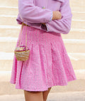 Lola-spring-25 Bottoms Pink Denim Sparkle Pleated Skirt