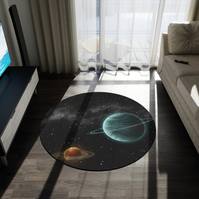 Planetary Night Sky Round Rug — Space Galaxy Home Decor