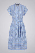 Памучна рокля плюс размер "Cie la vie" - синьо Roberto&Co Roberto Fashion Store Dress PIE1007DRSBLUSTR-44 44