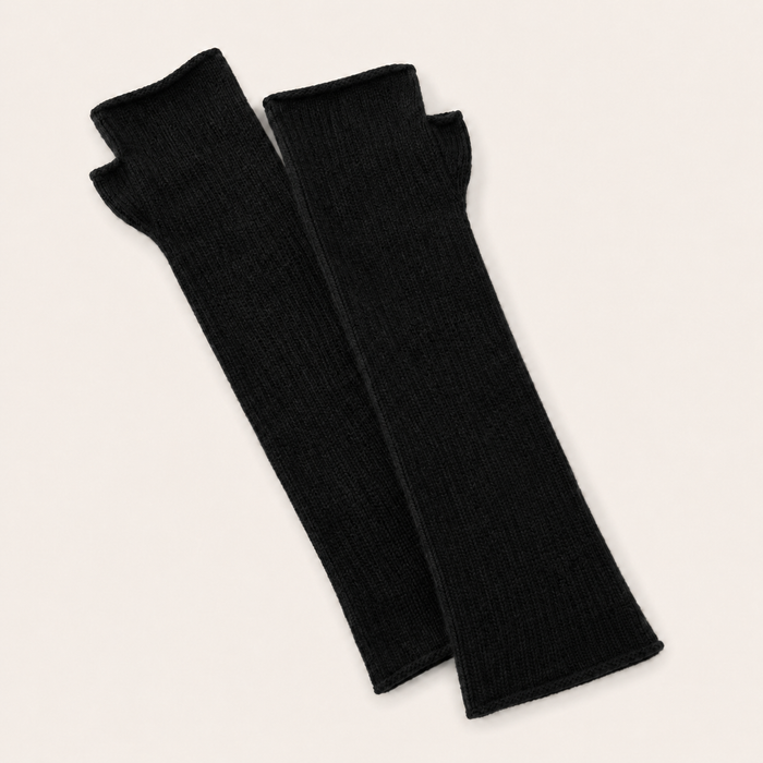 Pure Cashmere Arm Warmers - Black