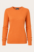 Pure Cashmere Crew Neck Spring Sweater for Women - burnt orange