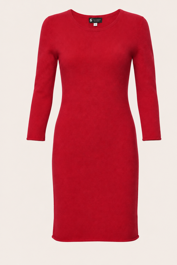 Pure Cashmere Dress - crimson