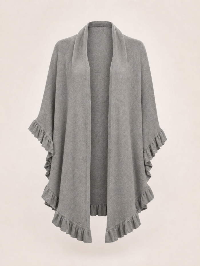 Pure Cashmere Ruffle Wrap - Camel