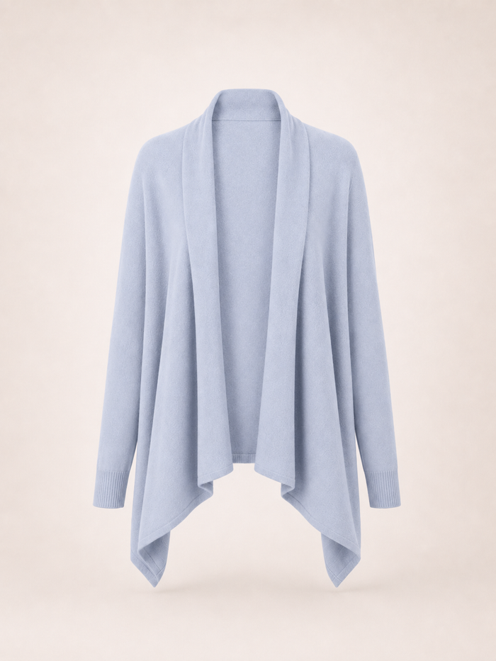Pure Cashmere Shawl with Sleeves - Blue Topaz