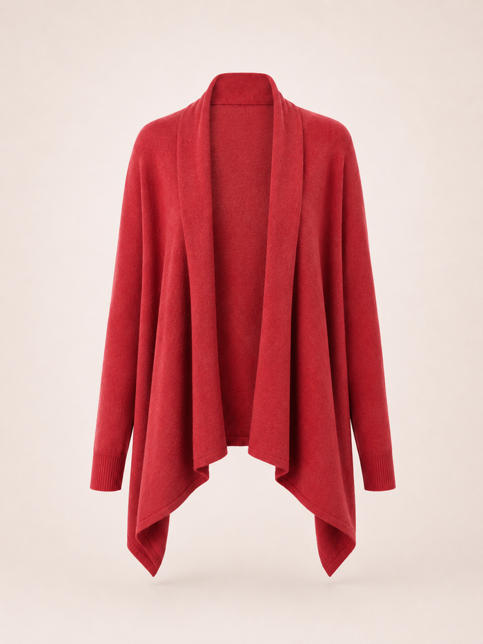 Pure Cashmere Shawl with Sleeves - Crimson
