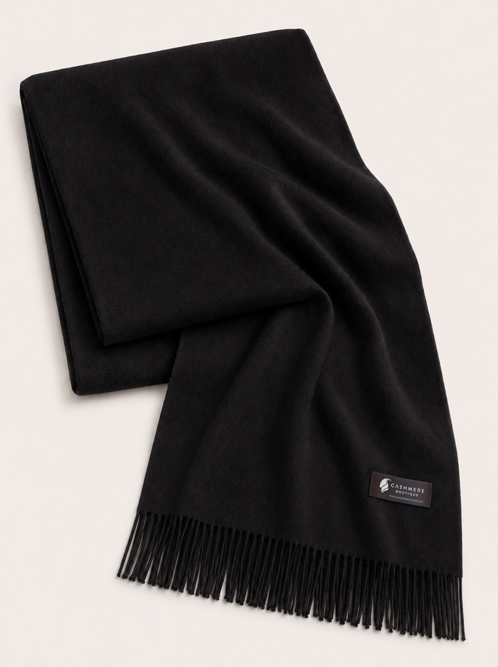 Pure Cashmere Throw (28" x 69") - Black