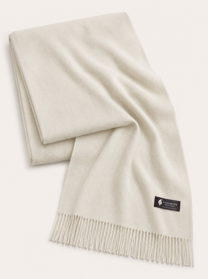 Pure Cashmere Throw (28" x 69") - Vanilla